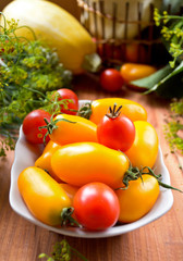 organic fresh colorful raw vegetables in the basket