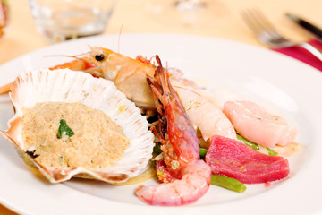 seafood appetizer and crudite