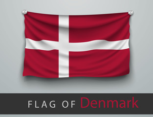 FLAG OF denmark battered, hung on the wall