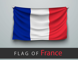 FLAG OF france battered, hung on the wall