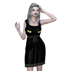 黒猫ドレスの女性