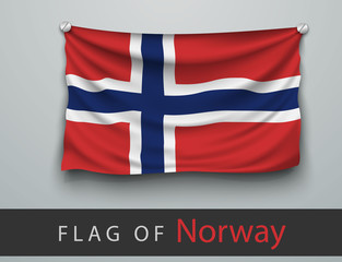 Fototapeta premium FLAG OF norway battered, hung on the wall
