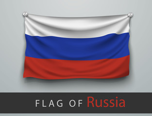 FLAG OF russia battered, hung on the wall