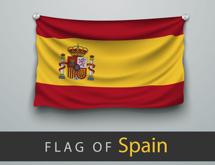 FLAG OF spain  battered, hung on the wall
