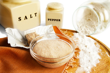 Rising yeast in a bowl.