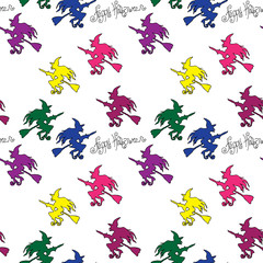 Illustration of Halloween. Seamless pattern with festive decorat