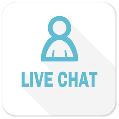 live chat blue flat icon