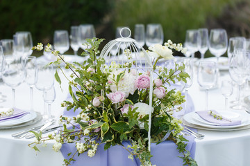 Table setting at a luxury wedding or another catered event