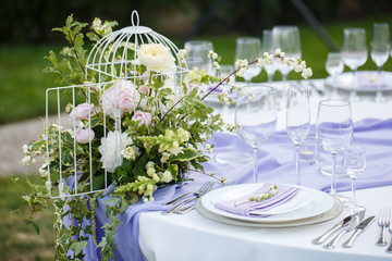 Table setting at a luxury wedding or another catered event