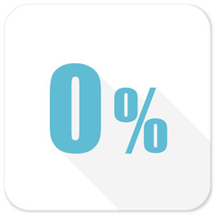 0 percent blue flat icon