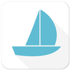 yacht blue flat icon