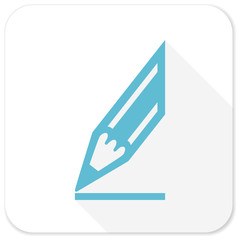 pencil blue flat icon