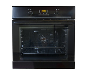Modern black oven isolated on white