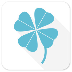 four-leaf clover blue flat icon