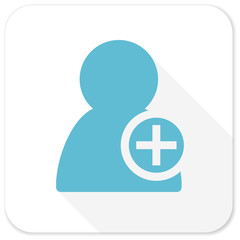 Obraz premium add contact blue flat icon