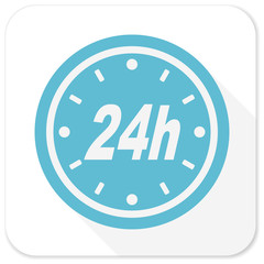 24h blue flat icon