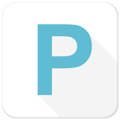 parking blue flat icon
