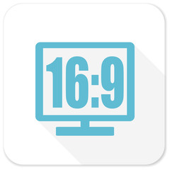 16 9 display blue flat icon