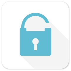 padlock blue flat icon