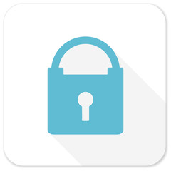 padlock blue flat icon