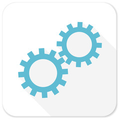 gear blue flat icon