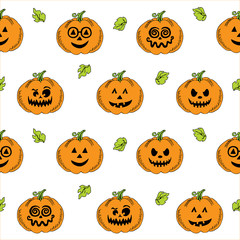 Halloween pumpkin , cartoon seamless pattern background