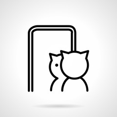 Cat in mirror simple line vector icon