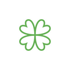 Clover with four leaves sign icon. Saint Patrick quatrefoil luck symbol. Business abstract logo. Vector EPS10.