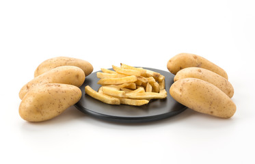 french fries on white background