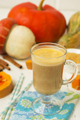 Pumpkin latte - coffee with pumpkin cream and hot drinks.