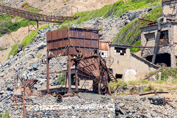 machinery of an abandoned mine
