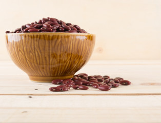 red  beans on wood background