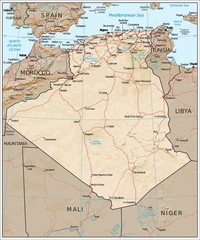 Algeria physiography map
