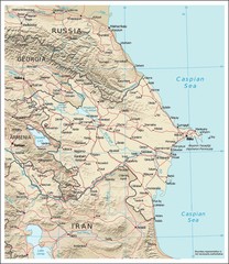 Azerbaijan physiography map