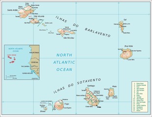 Naklejka premium Cape Verde physiography map