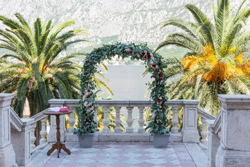 wedding arch for the ceremony of flowers.
