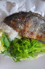Fish grilled with salt is thai food.