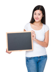 Woman show with chalkboard