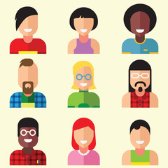 Face illustration trendy vector flat