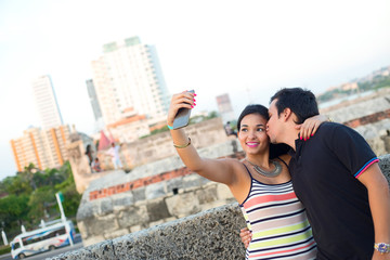 Fototapeta na wymiar couple taking a selfie