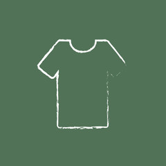 T-shirt icon drawn in chalk.