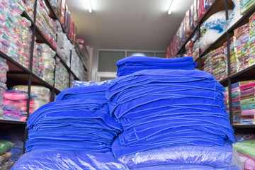 warehouse of towel softness fluffy fiber fabric of textile