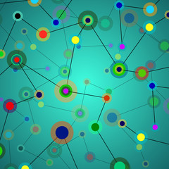 Abstract network, colorful background, technology communication, molecule structure. Vector illustration. Eps 10
