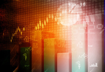 Financial graphs and charts shows business growth, background image.