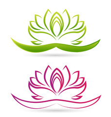 Set of Lotus flowers logo vector