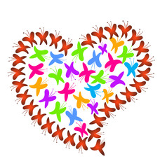 Logo heart love of butterflies vector background