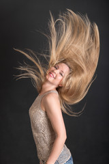 Naklejka premium cheerful blonde with long hair