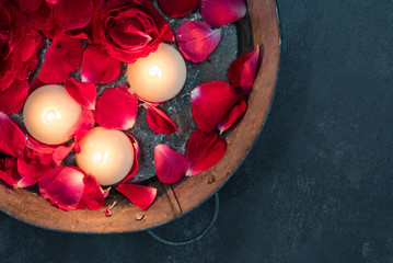 red roses and candles