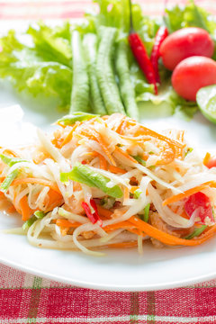 Papaya salad (Som tum),Thai food.
