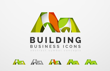 Set of real estate or building logo business icons